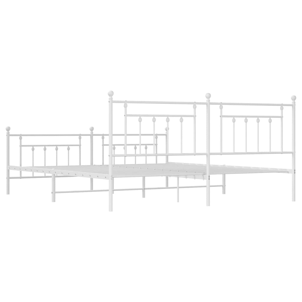 Cadre de lit métal sans matelas et pied de lit blanc 200x200 cm - XIOS