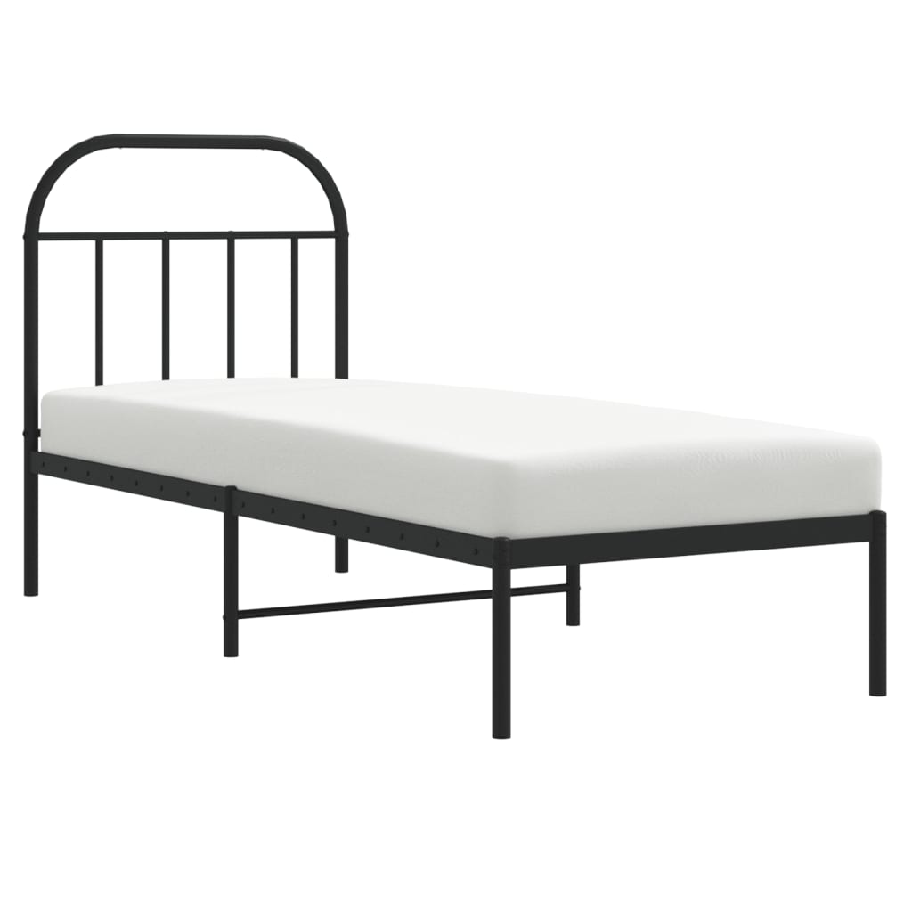 Cadre de lit métal sans matelas avec tête de lit noir 75x190 cm - XIOS