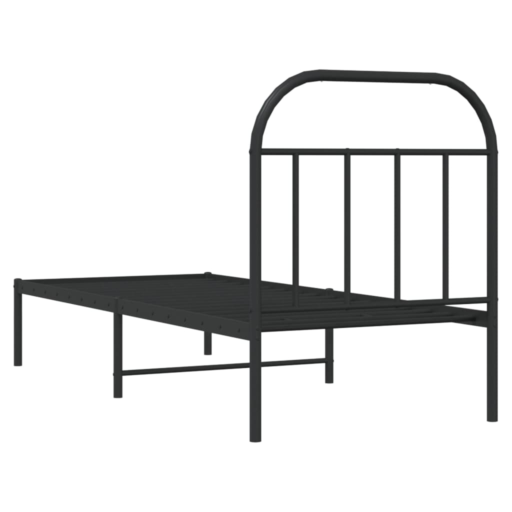Cadre de lit métal sans matelas avec tête de lit noir 75x190 cm - XIOS