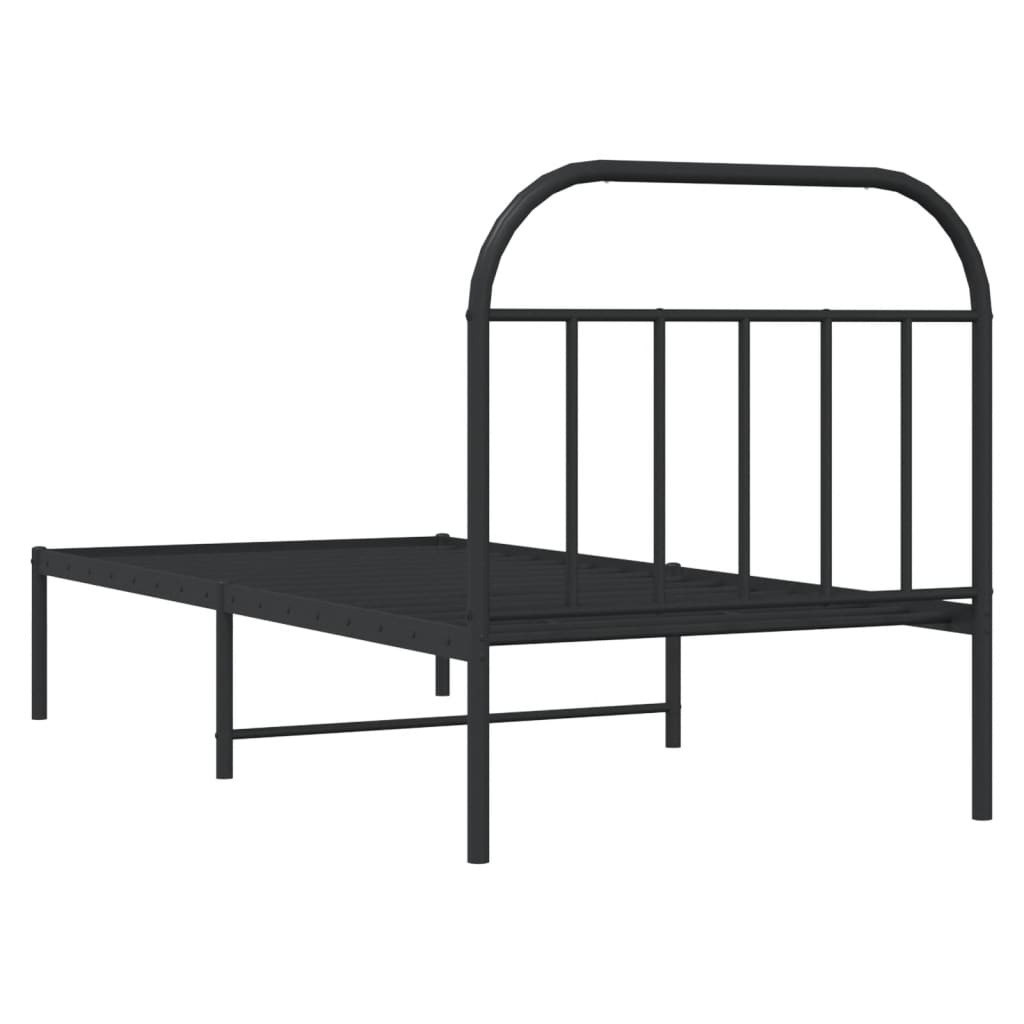Cadre de lit métal sans matelas avec tête de lit noir 90x190 cm - XIOS