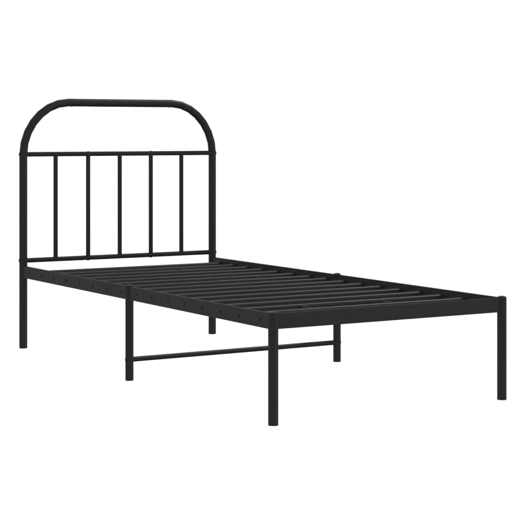 Cadre de lit métal sans matelas avec tête de lit noir 90x200 cm - XIOS