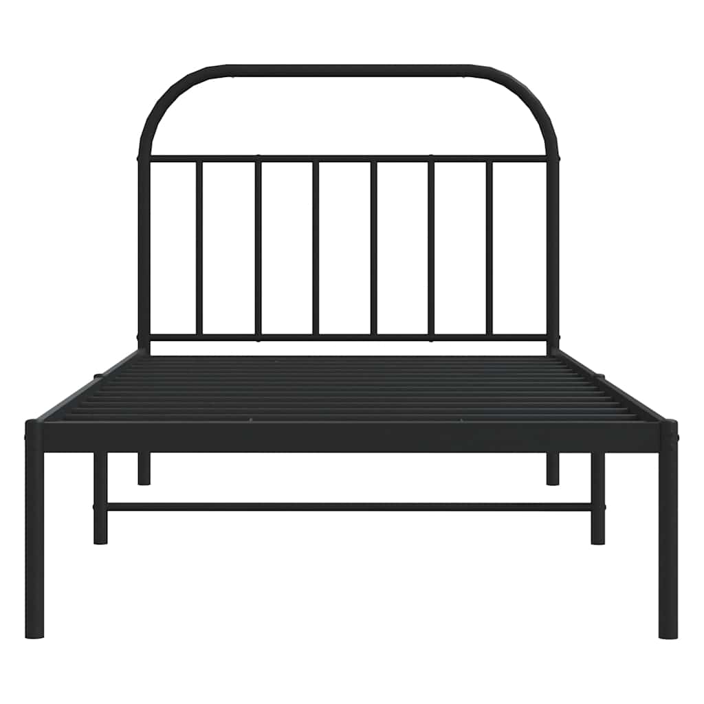 Cadre de lit métal sans matelas avec tête de lit noir 100x190cm - XIOS