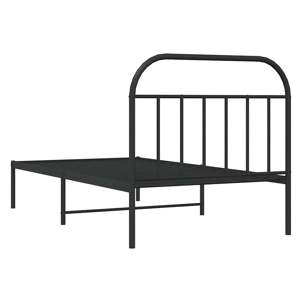 Cadre de lit métal sans matelas avec tête de lit noir 100x190cm - XIOS
