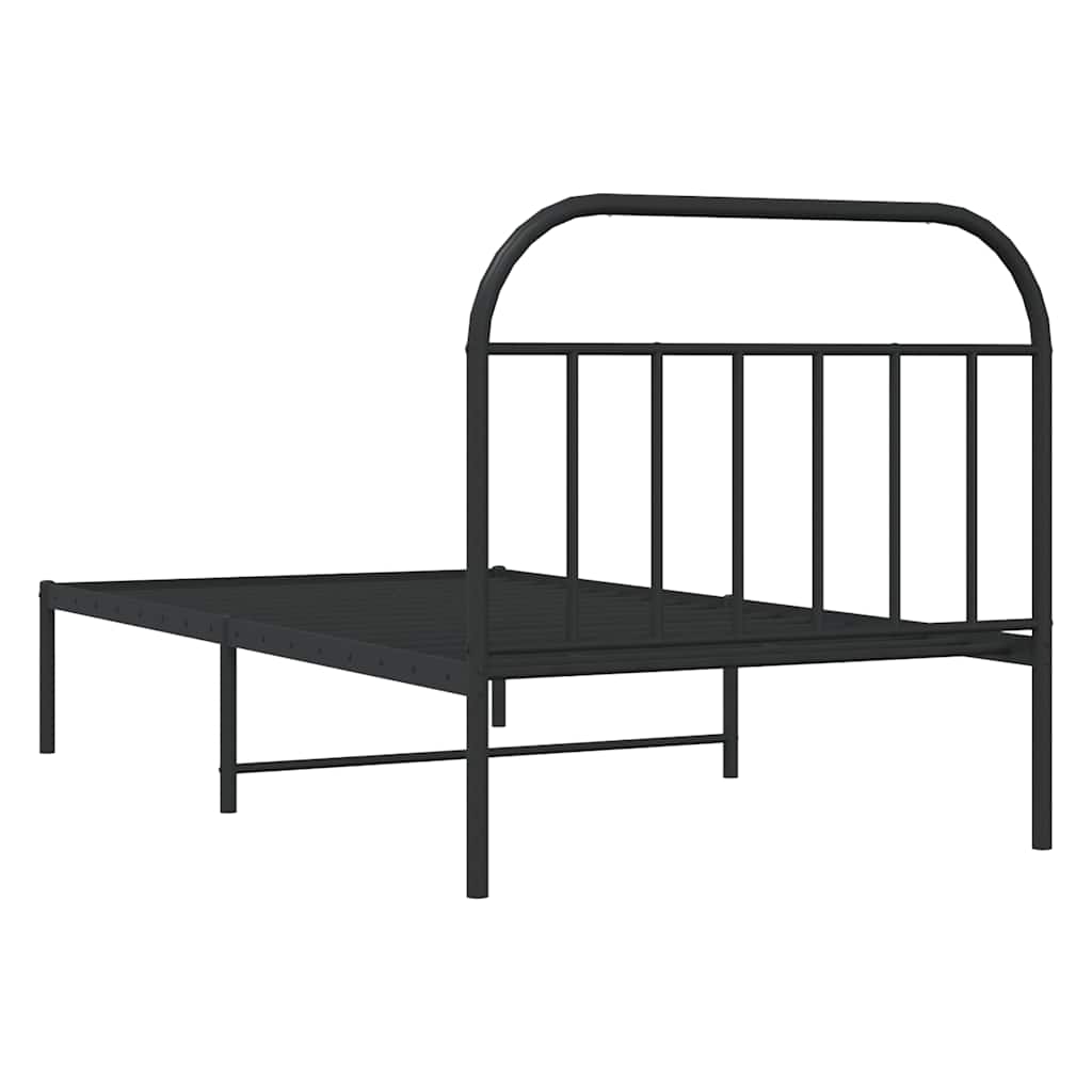 Cadre de lit métal sans matelas avec tête de lit noir 100x200cm - XIOS