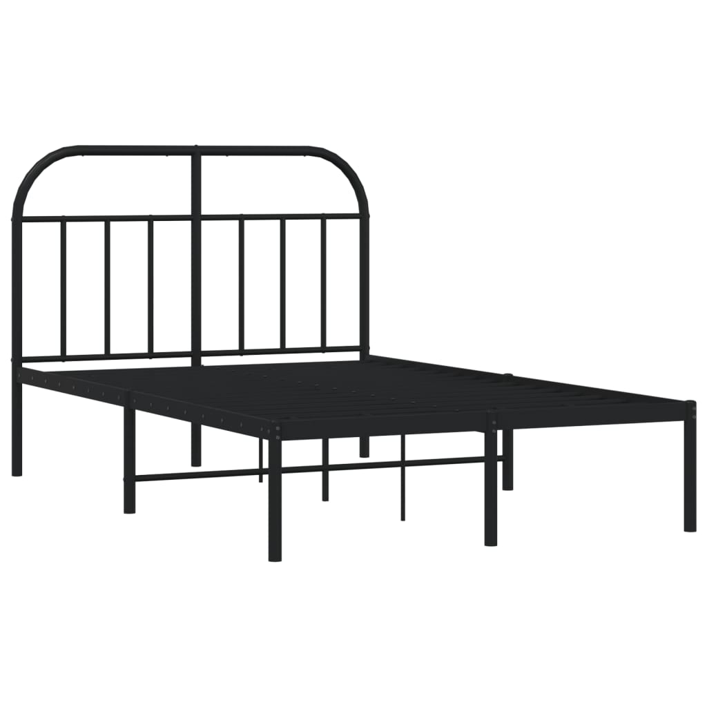 Cadre de lit métal sans matelas avec tête de lit noir 120x190cm - XIOS