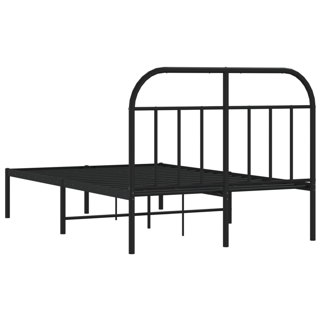 Cadre de lit métal sans matelas avec tête de lit noir 120x190cm - XIOS
