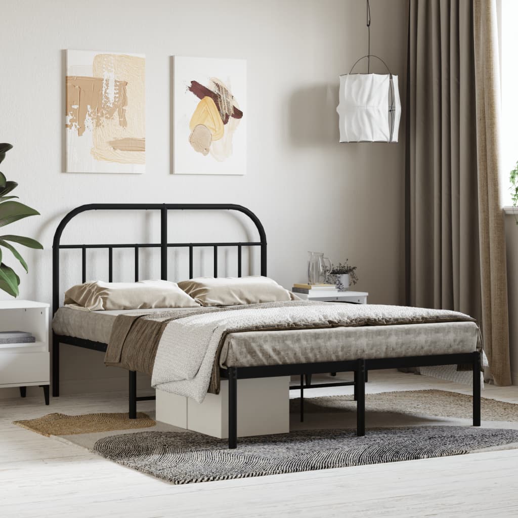 Cadre de lit métal sans matelas avec tête de lit noir 120x190cm - XIOS