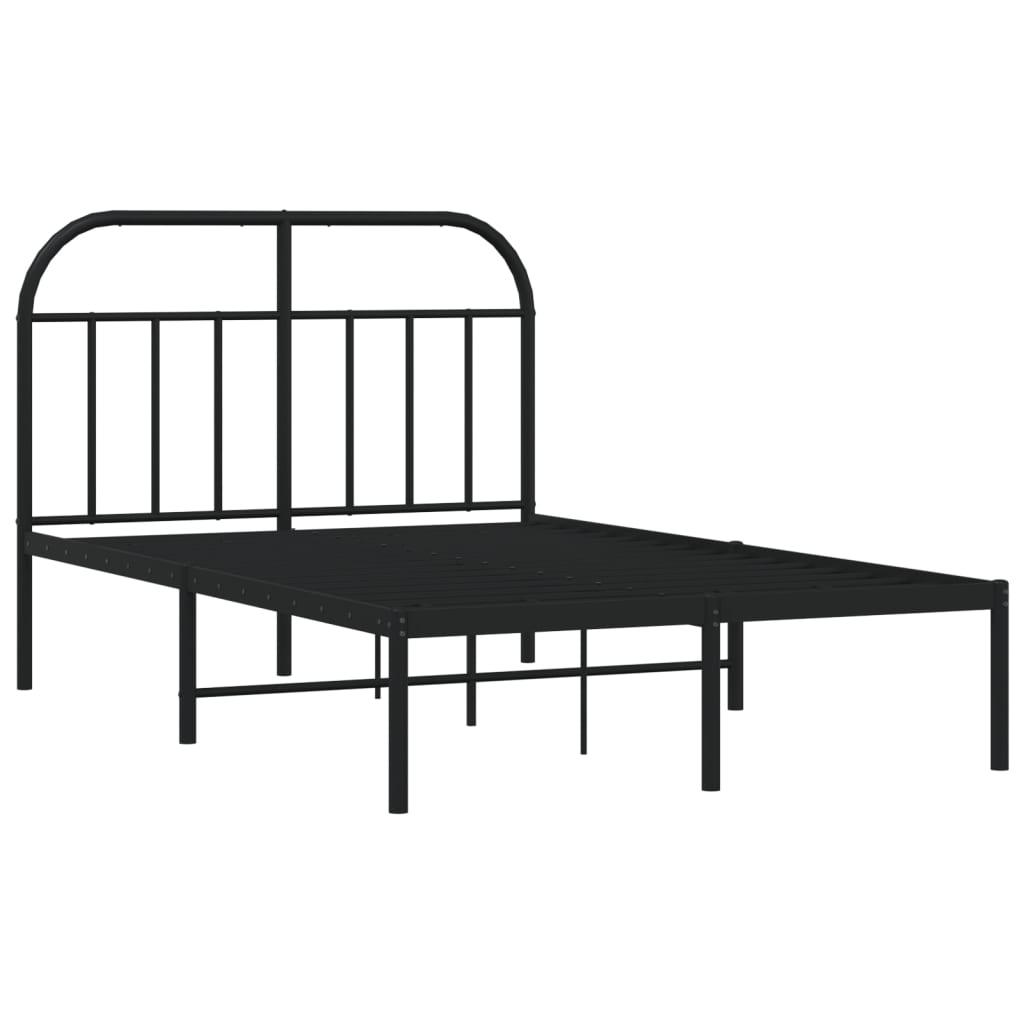 Cadre de lit métal sans matelas avec tête de lit noir 120x200cm - XIOS