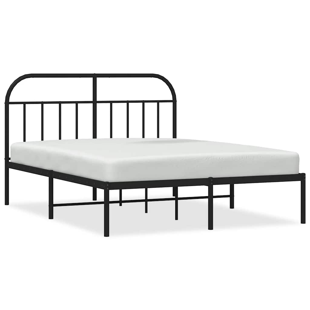 Cadre de lit métal sans matelas avec tête de lit noir 135x190cm - XIOS