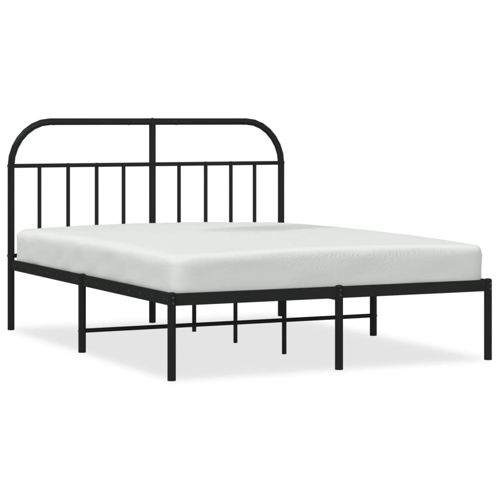 Cadre de lit métal sans matelas avec tête de lit noir 140x190cm - XIOS