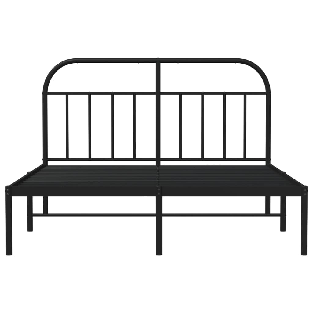 Cadre de lit métal sans matelas avec tête de lit noir 140x190cm - XIOS