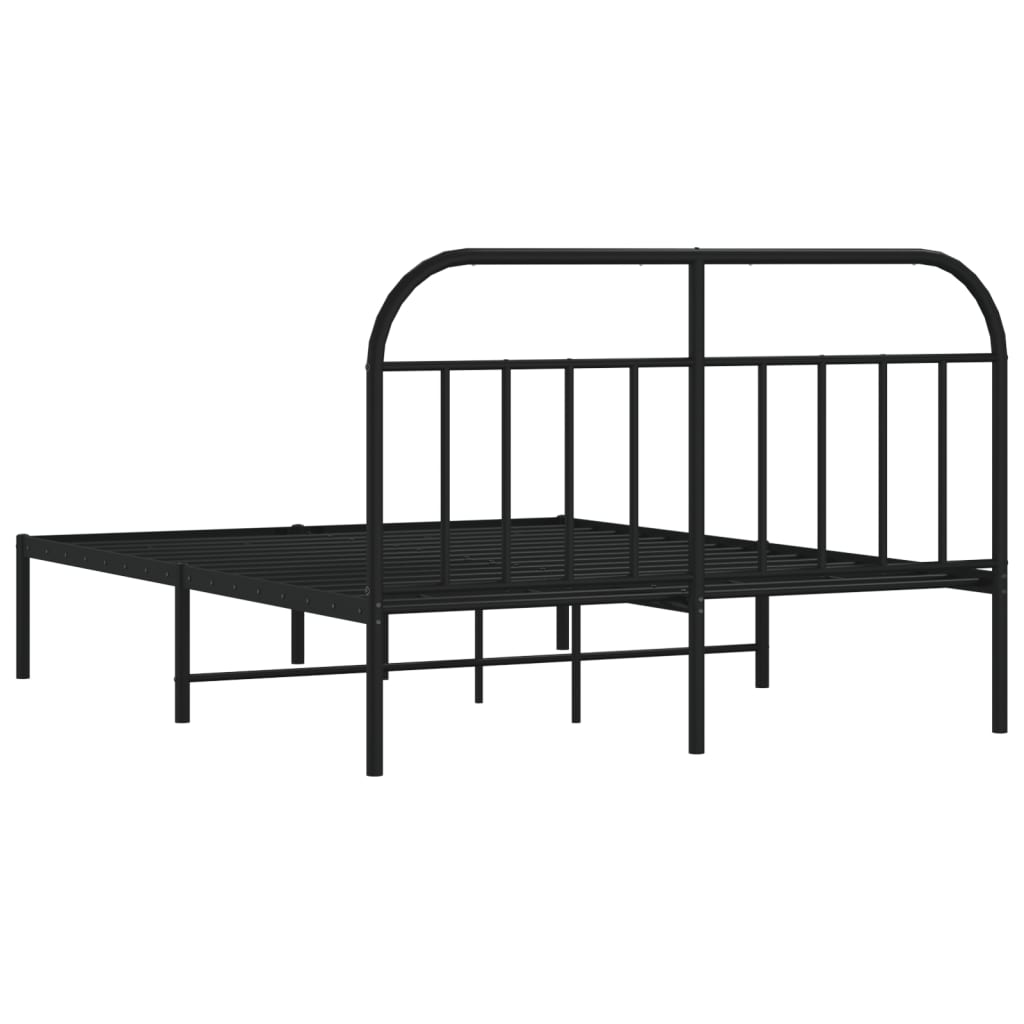 Cadre de lit métal sans matelas avec tête de lit noir 140x190cm - XIOS