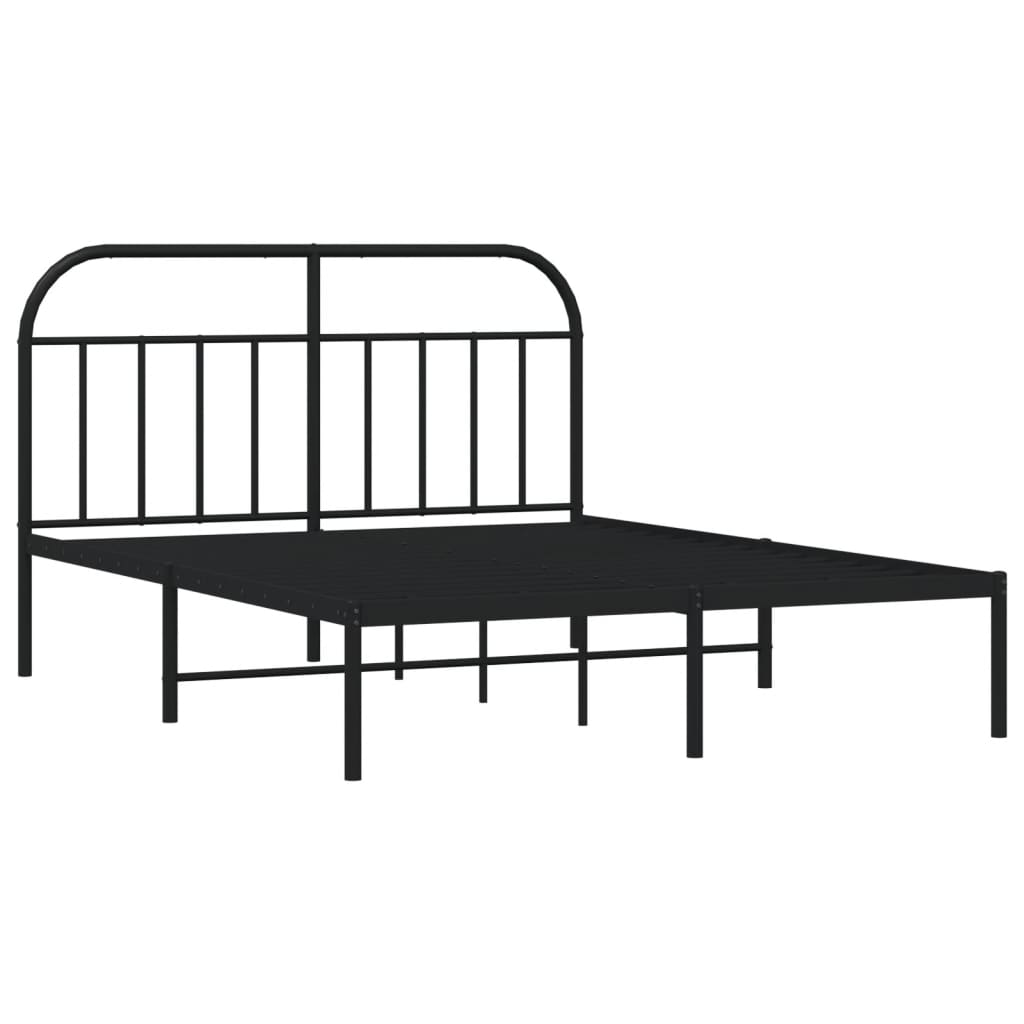 Cadre de lit métal sans matelas avec tête de lit noir 140x200cm - XIOS