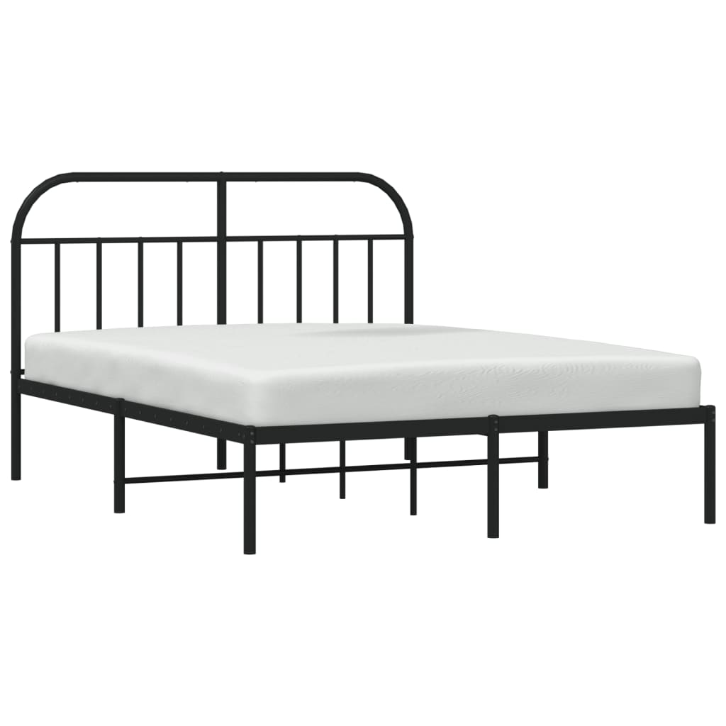 Cadre de lit métal sans matelas avec tête de lit noir 140x200cm - XIOS