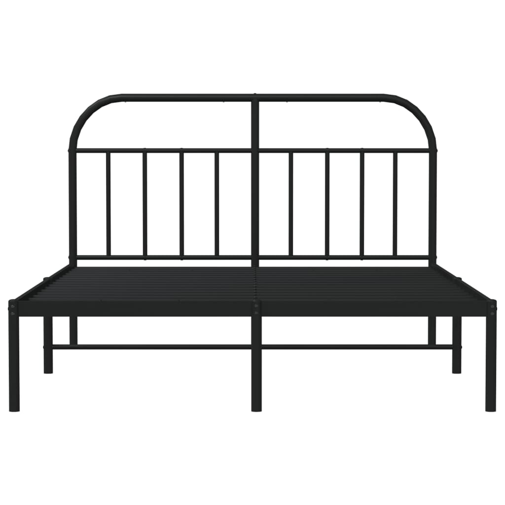Cadre de lit métal sans matelas avec tête de lit noir 140x200cm - XIOS