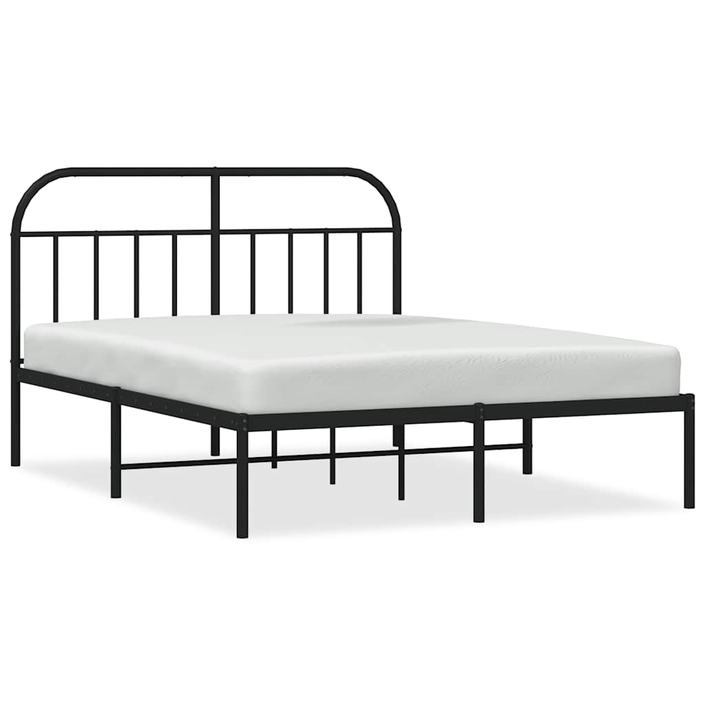 Cadre de lit métal sans matelas avec tête de lit noir 150x200cm - XIOS