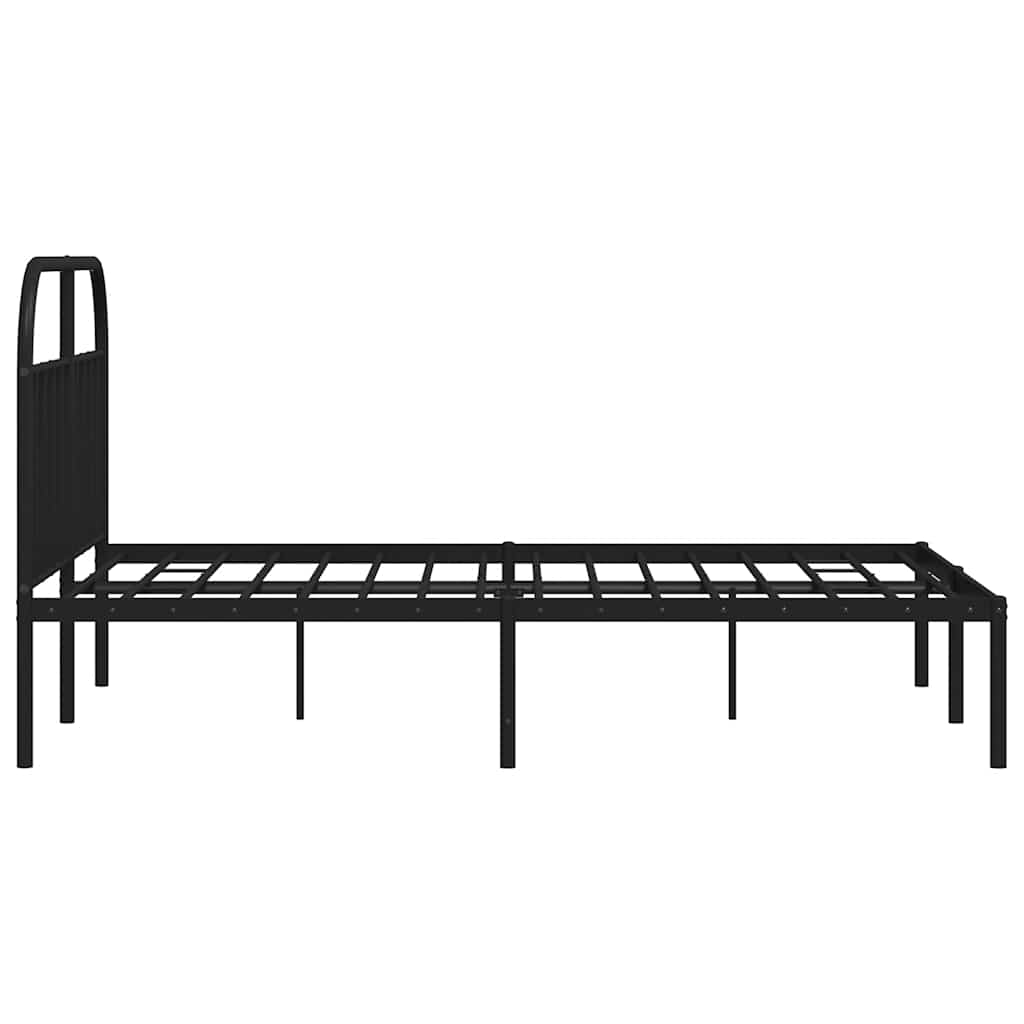 Cadre de lit métal sans matelas avec tête de lit noir 150x200cm - XIOS
