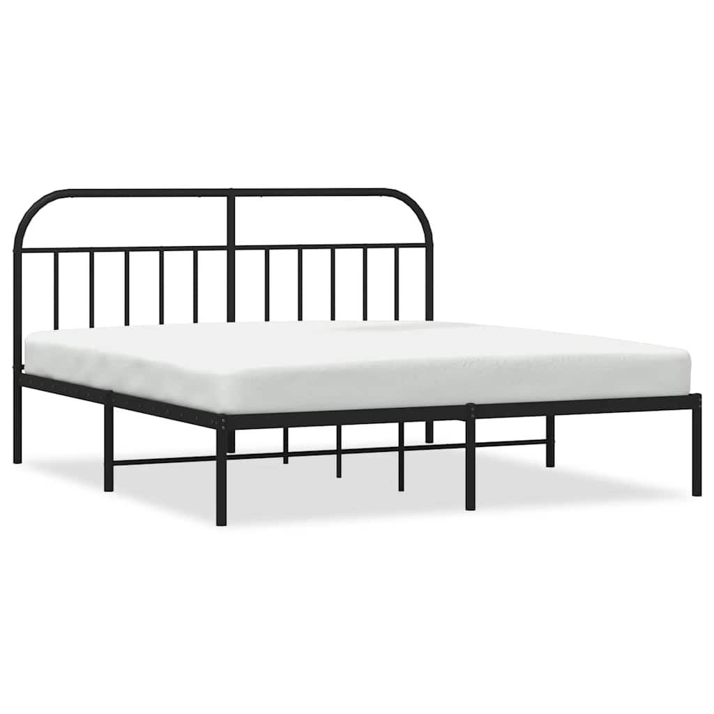 Cadre de lit métal sans matelas avec tête de lit noir 183x213cm - XIOS