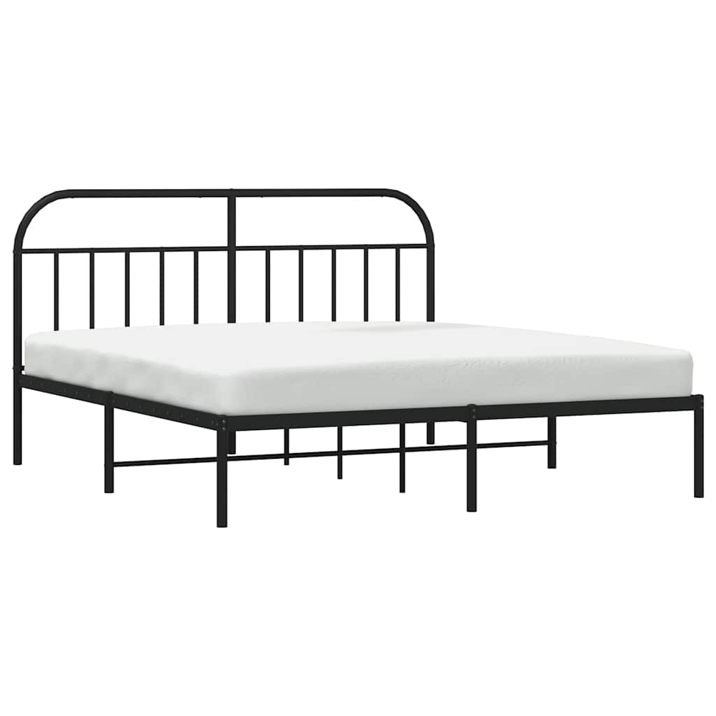 Cadre de lit métal sans matelas avec tête de lit noir 183x213cm - XIOS