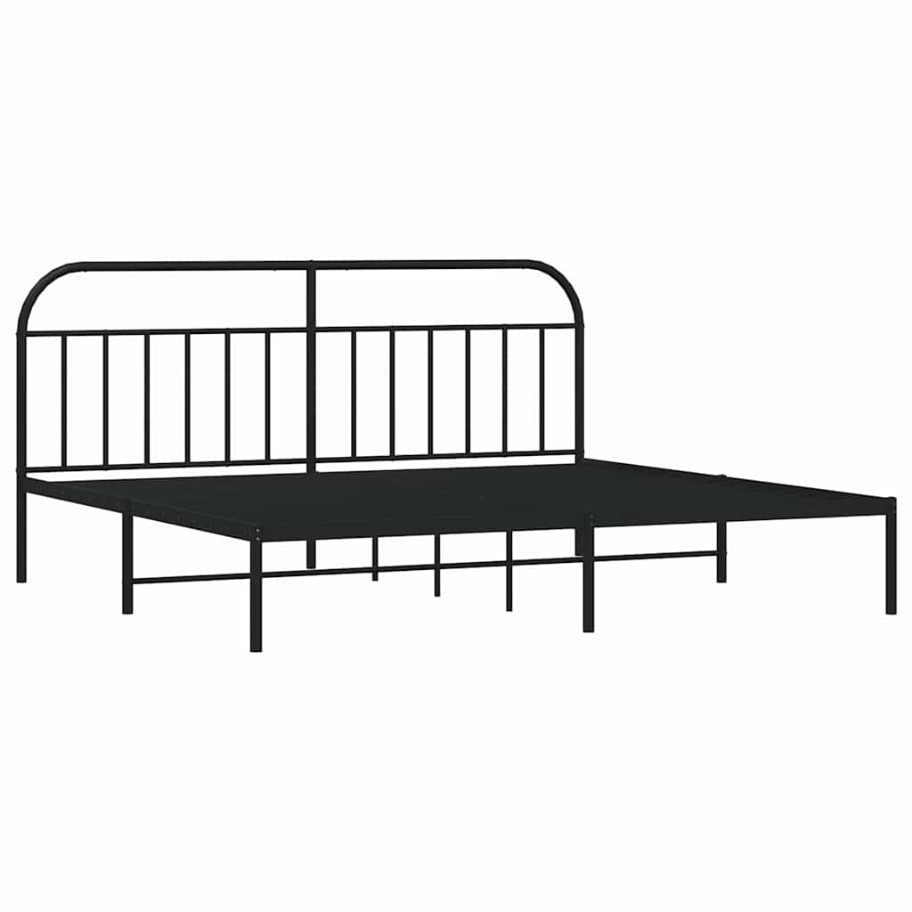 Cadre de lit métal sans matelas avec tête de lit noir 193x203cm - XIOS