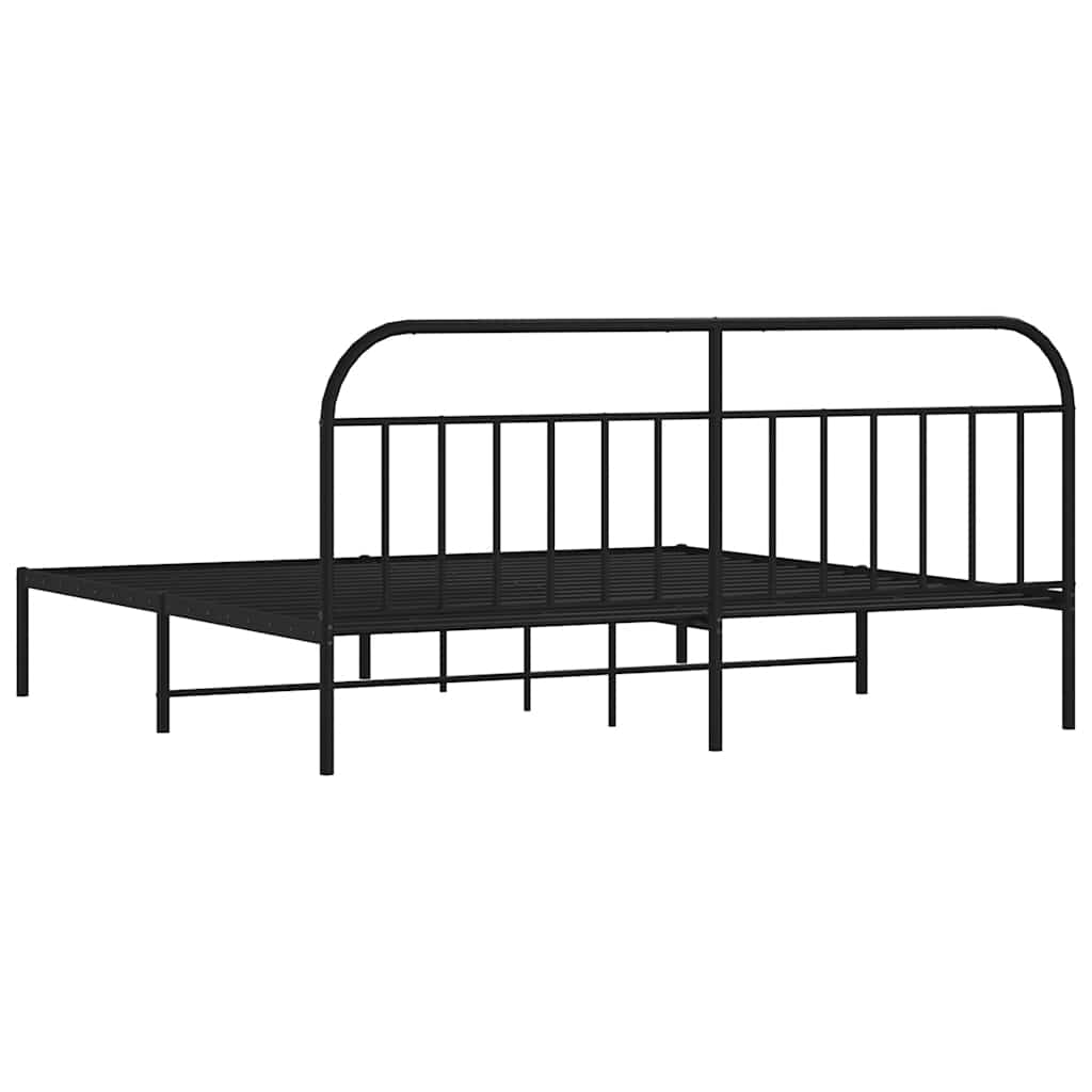 Cadre de lit métal sans matelas avec tête de lit noir 193x203cm - XIOS