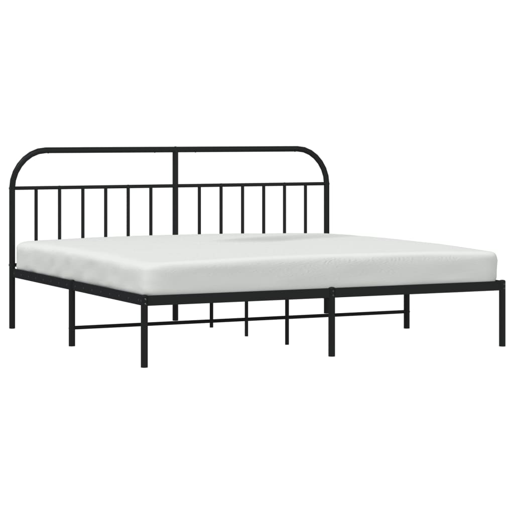 Cadre de lit métal sans matelas avec tête de lit noir 200x200cm - XIOS