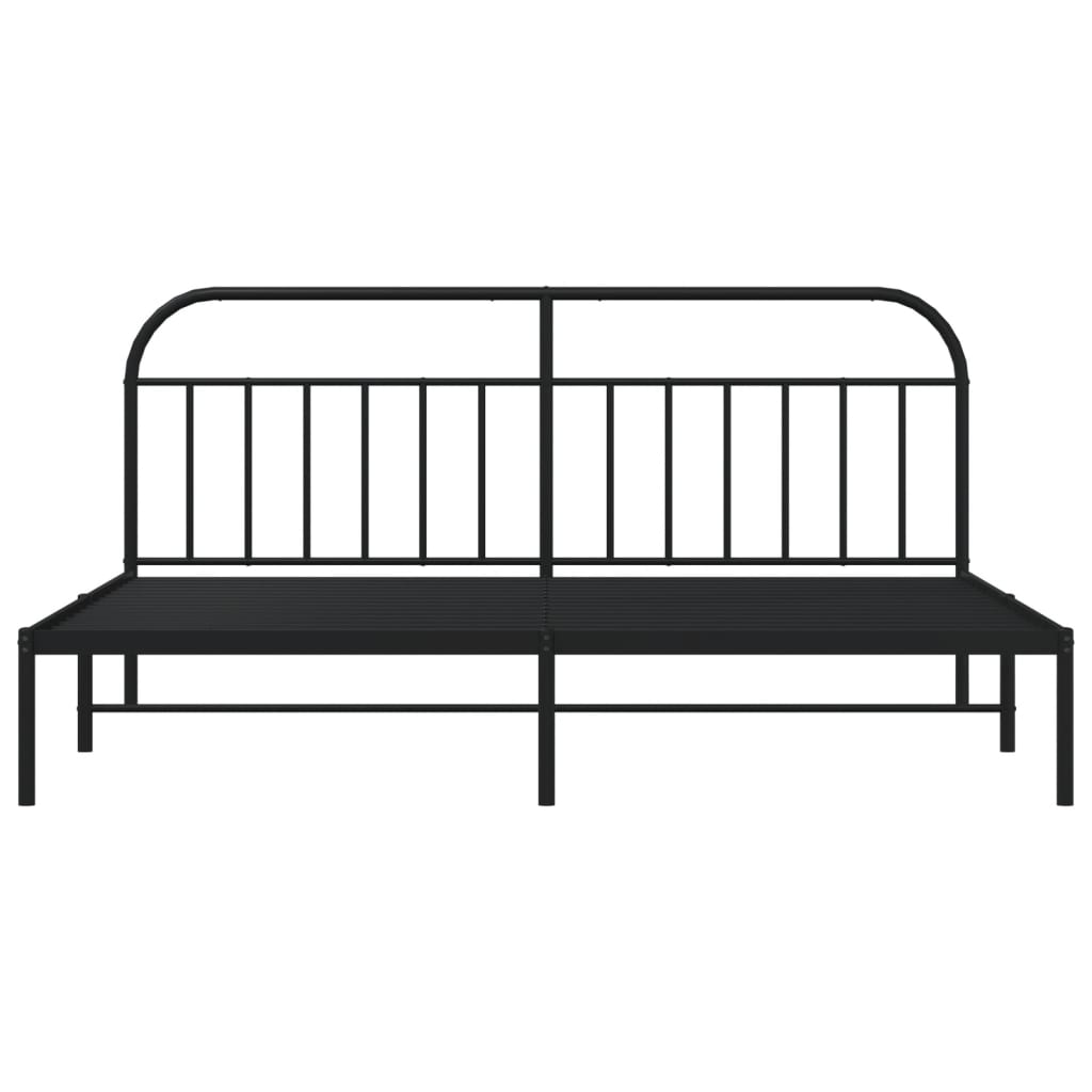 Cadre de lit métal sans matelas avec tête de lit noir 200x200cm - XIOS