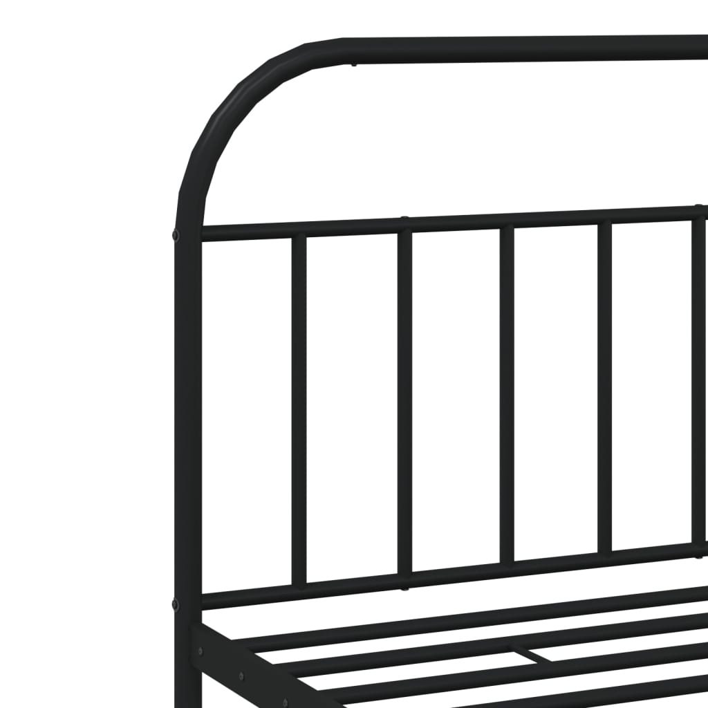 Cadre de lit métal sans matelas avec tête de lit noir 200x200cm - XIOS