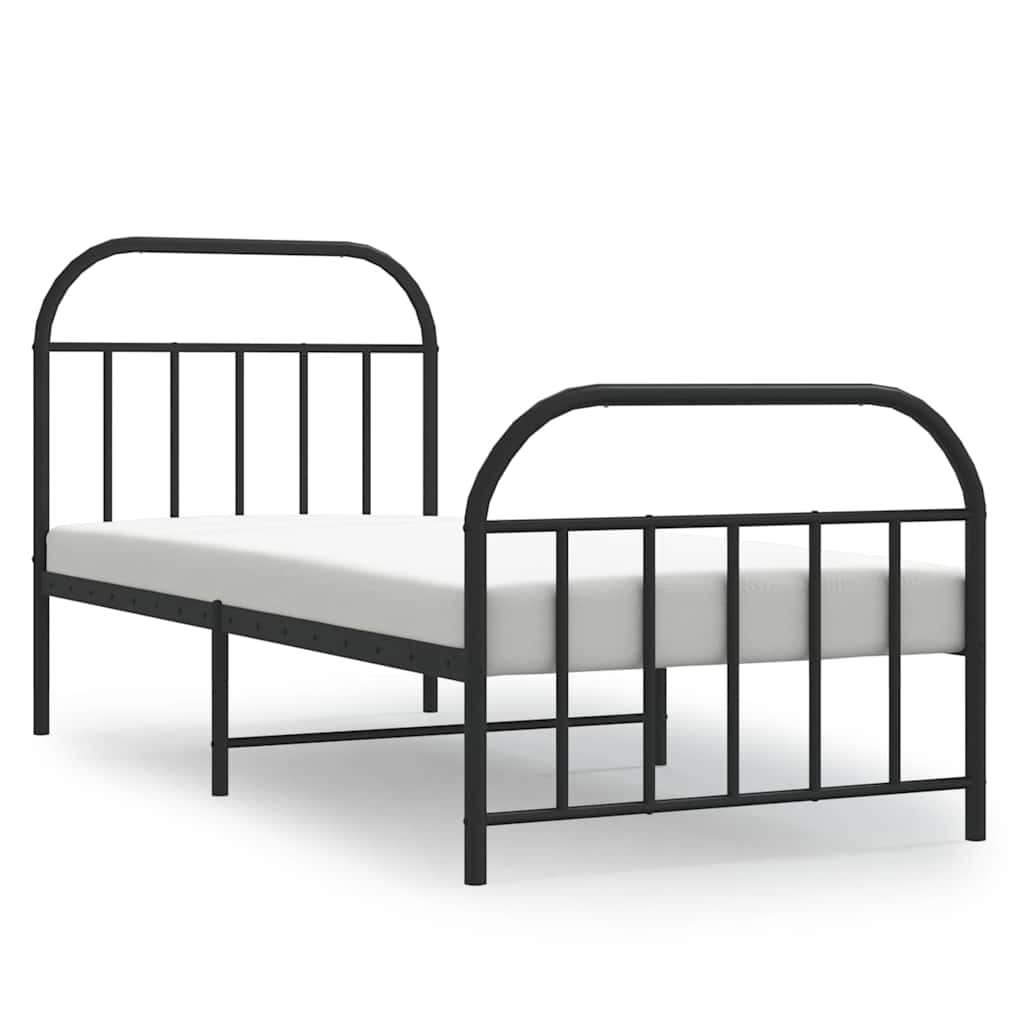 Cadre de lit métal sans matelas avec pied de lit noir 80x200 cm - XIOS