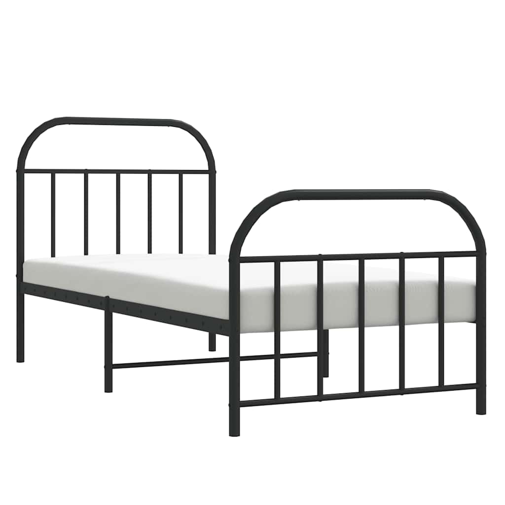 Cadre de lit métal sans matelas avec pied de lit noir 80x200 cm - XIOS