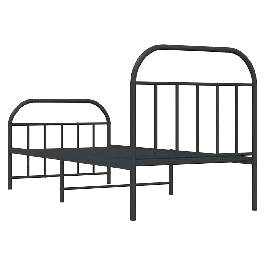 Cadre de lit métal sans matelas avec pied de lit noir 80x200 cm - XIOS