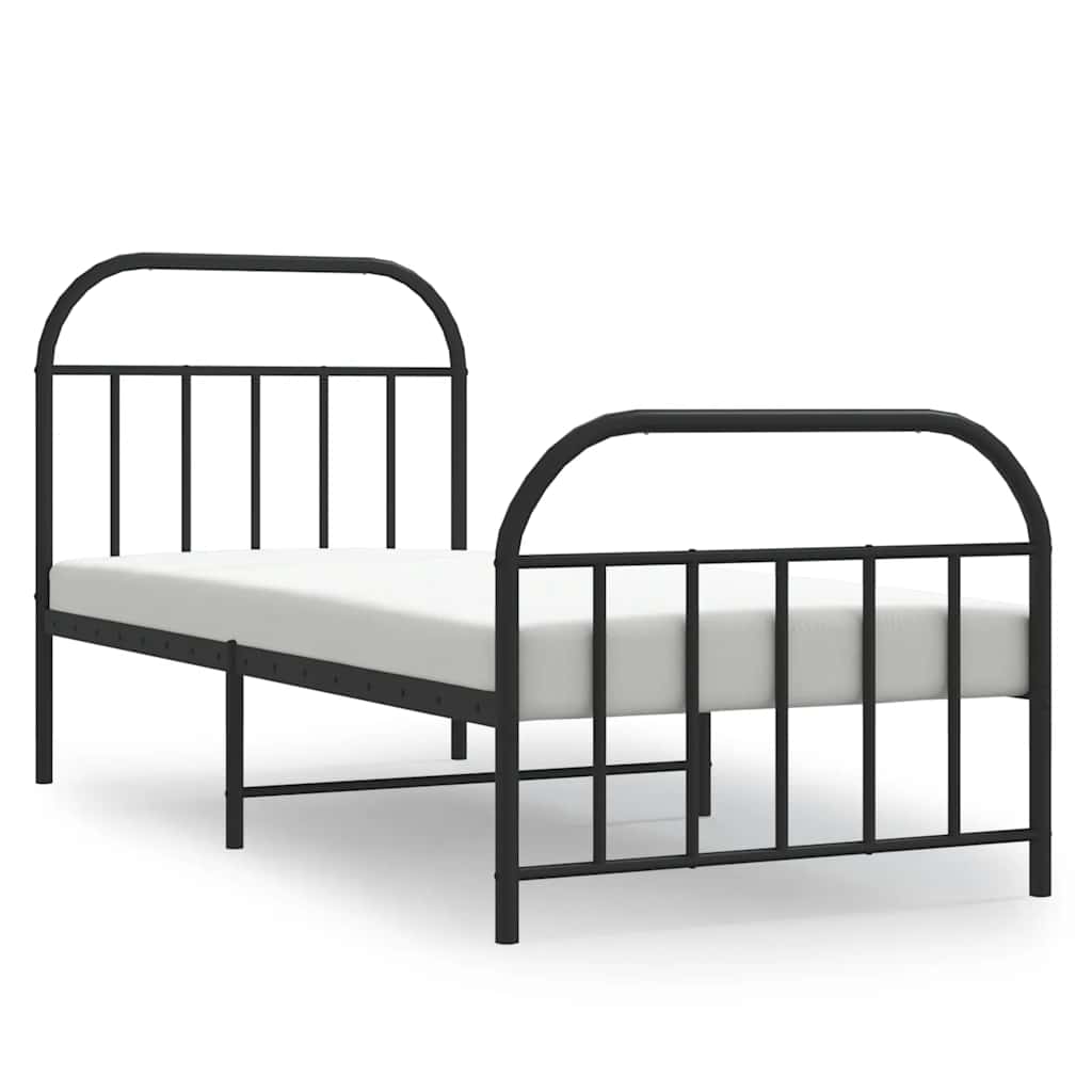 Cadre de lit métal sans matelas avec pied de lit noir 90x190 cm - XIOS