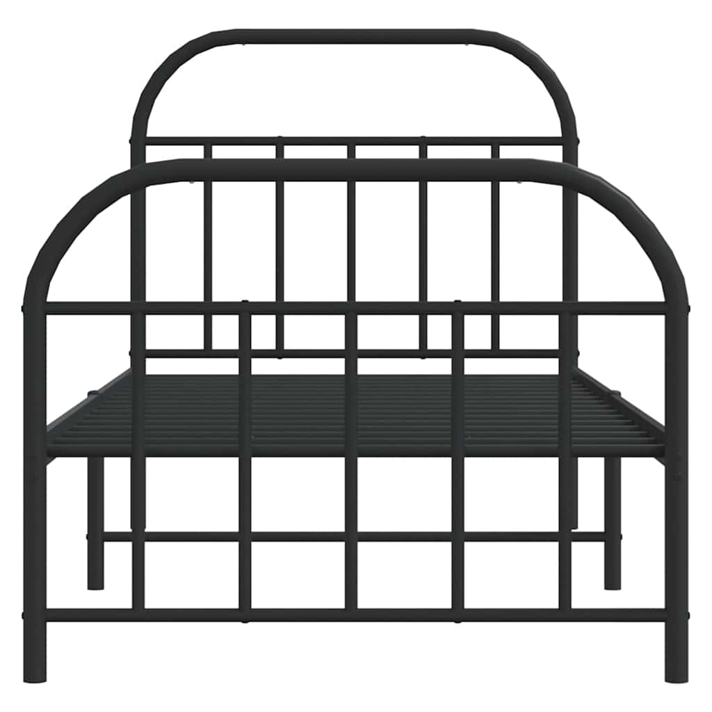 Cadre de lit métal sans matelas avec pied de lit noir 90x190 cm - XIOS
