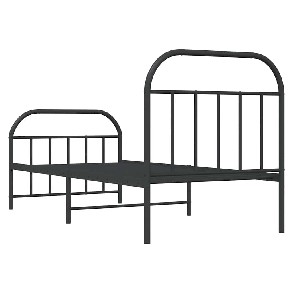 Cadre de lit métal sans matelas avec pied de lit noir 90x190 cm - XIOS