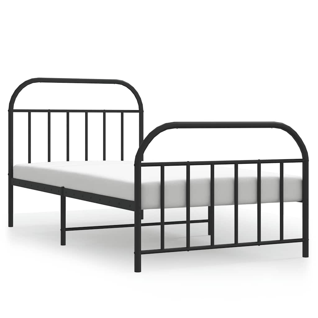 Cadre de lit métal sans matelas et pied de lit noir 100x200 cm - XIOS