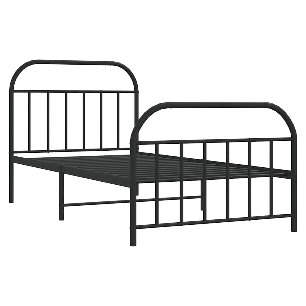 Cadre de lit métal sans matelas et pied de lit noir 100x200 cm - XIOS