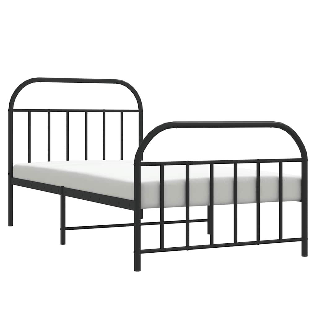 Cadre de lit métal sans matelas et pied de lit noir 100x200 cm - XIOS