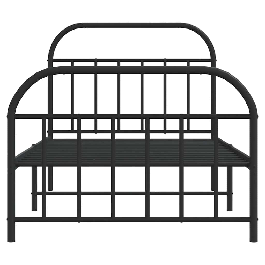 Cadre de lit métal sans matelas et pied de lit noir 100x200 cm - XIOS