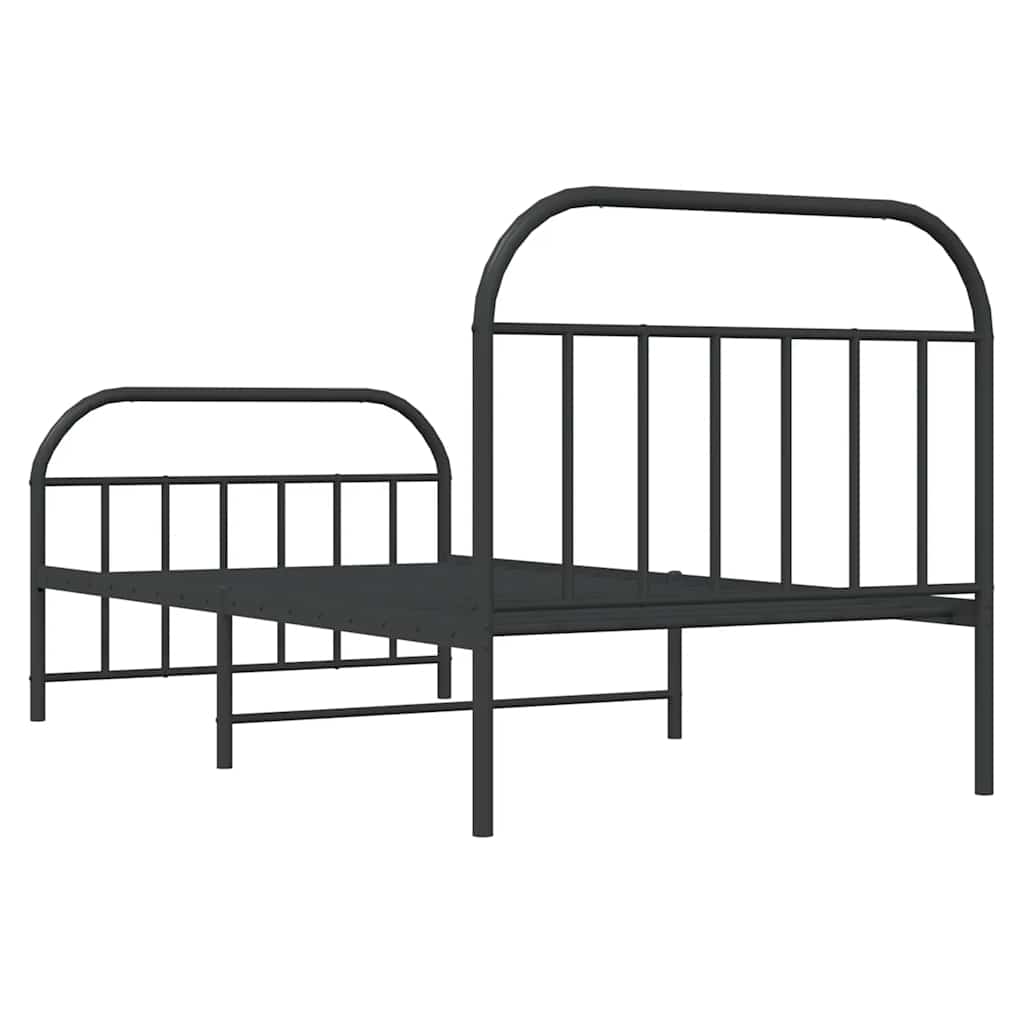 Cadre de lit métal sans matelas et pied de lit noir 100x200 cm - XIOS