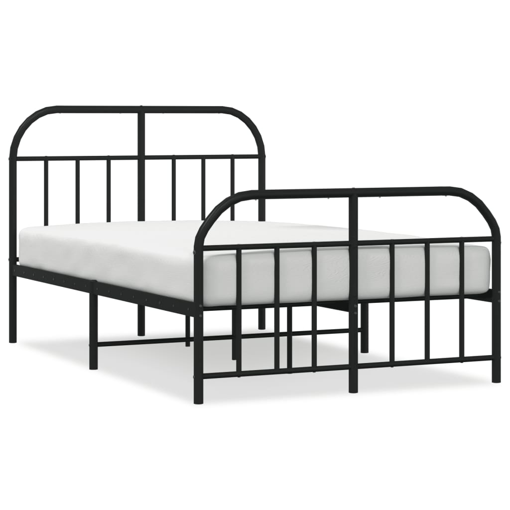 Cadre de lit métal sans matelas avec pied de lit noir 120x190cm - XIOS