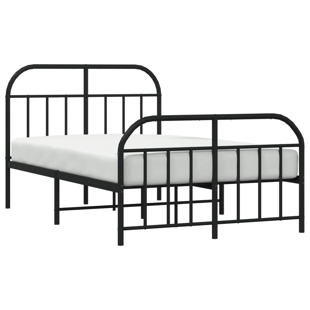 Cadre de lit métal sans matelas avec pied de lit noir 120x190cm - XIOS
