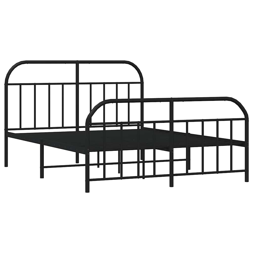 Cadre de lit métal sans matelas avec pied de lit noir 135x190cm - XIOS