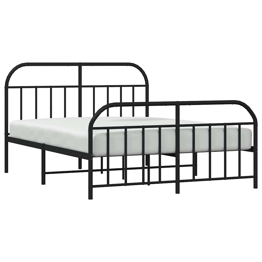 Cadre de lit métal sans matelas avec pied de lit noir 135x190cm - XIOS