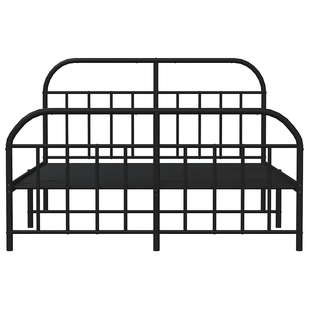 Cadre de lit métal sans matelas avec pied de lit noir 135x190cm - XIOS