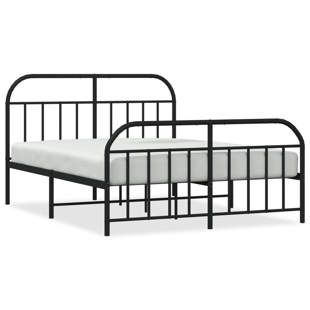 Cadre de lit métal sans matelas avec pied de lit noir 140x190cm - XIOS