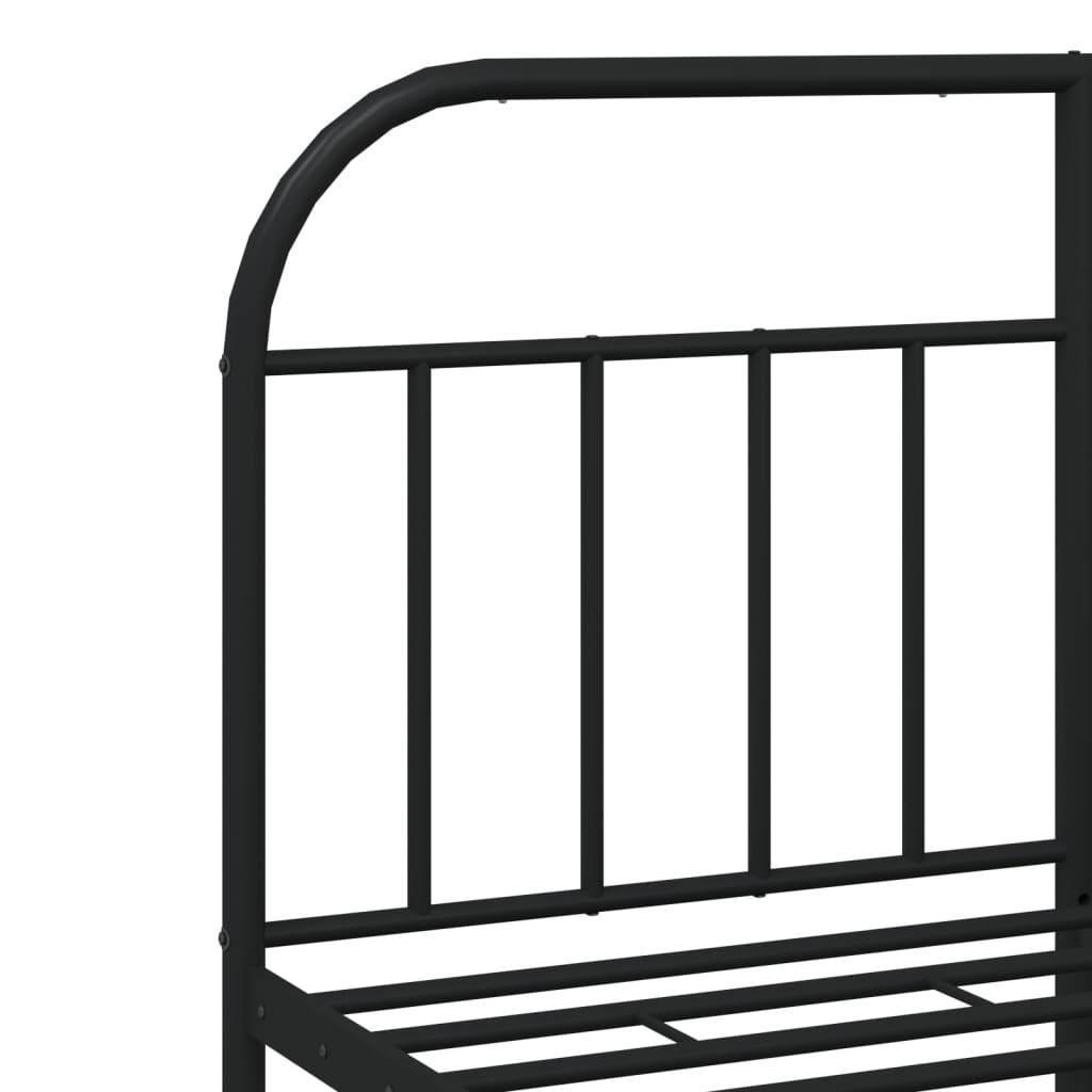 Cadre de lit métal sans matelas avec pied de lit noir 140x190cm - XIOS