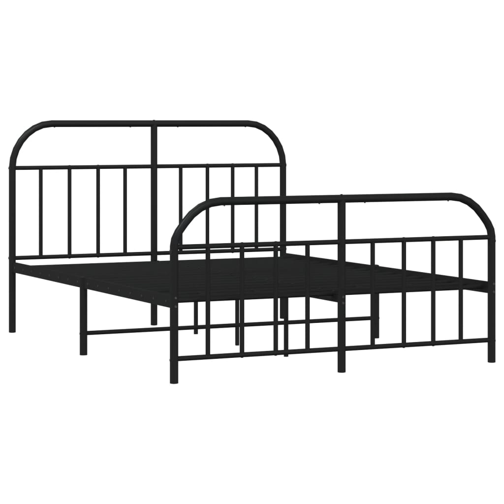 Cadre de lit métal sans matelas avec pied de lit noir 140x200cm - XIOS