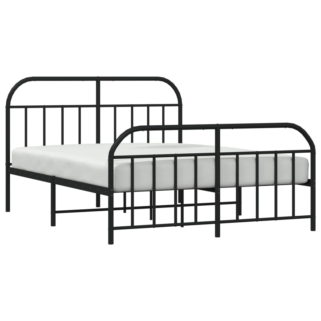 Cadre de lit métal sans matelas avec pied de lit noir 140x200cm - XIOS