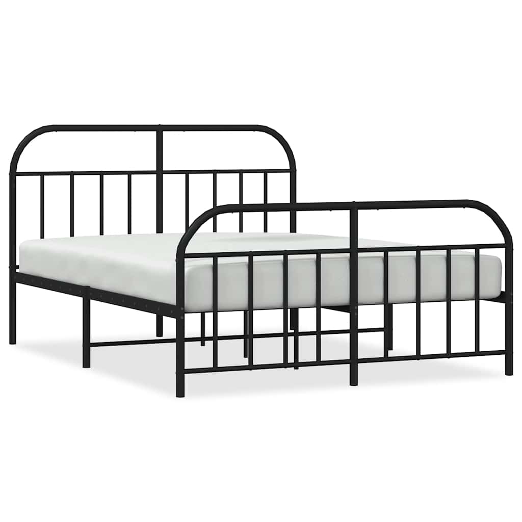 Cadre de lit métal sans matelas avec pied de lit noir 150x200cm - XIOS