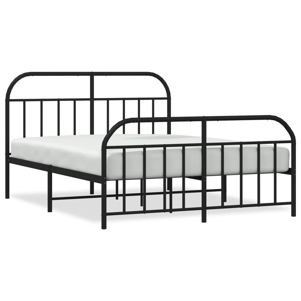 Cadre de lit métal sans matelas avec pied de lit noir 160x200cm - XIOS
